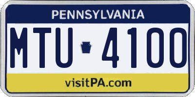 PA license plate MTU4100
