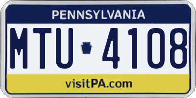 PA license plate MTU4108