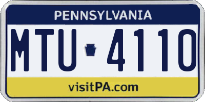 PA license plate MTU4110