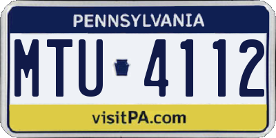 PA license plate MTU4112