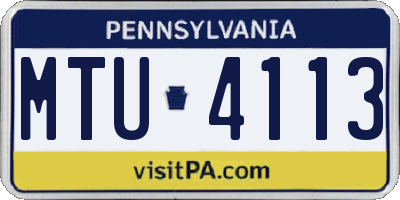 PA license plate MTU4113