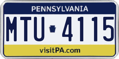 PA license plate MTU4115