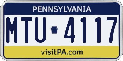 PA license plate MTU4117