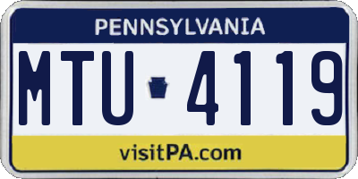 PA license plate MTU4119
