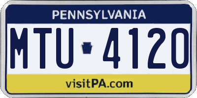PA license plate MTU4120