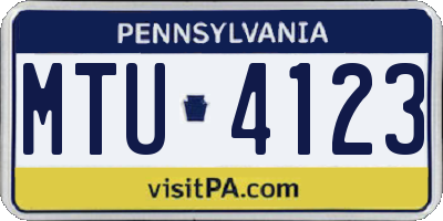PA license plate MTU4123