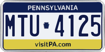 PA license plate MTU4125