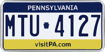 PA license plate MTU4127