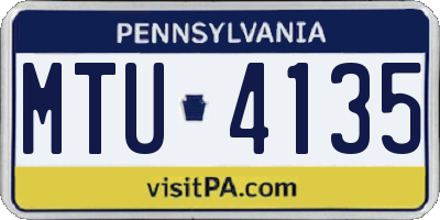 PA license plate MTU4135