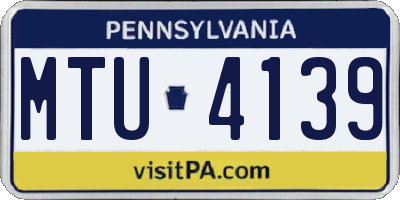 PA license plate MTU4139