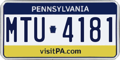 PA license plate MTU4181