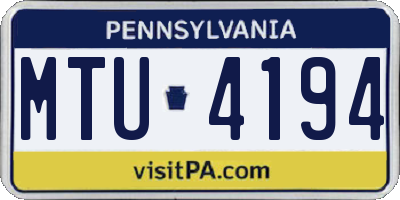 PA license plate MTU4194