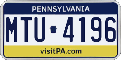 PA license plate MTU4196