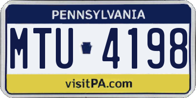 PA license plate MTU4198