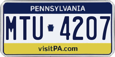 PA license plate MTU4207
