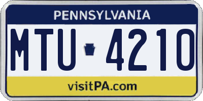 PA license plate MTU4210