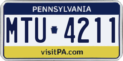 PA license plate MTU4211