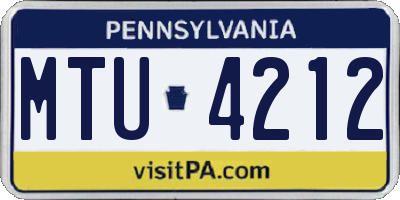 PA license plate MTU4212