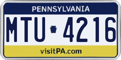 PA license plate MTU4216