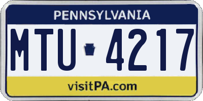 PA license plate MTU4217