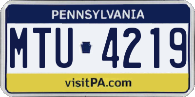 PA license plate MTU4219