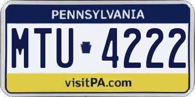 PA license plate MTU4222