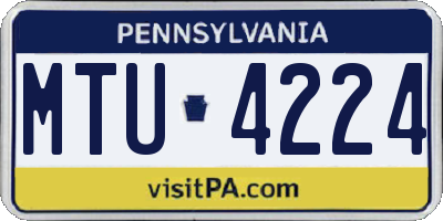 PA license plate MTU4224