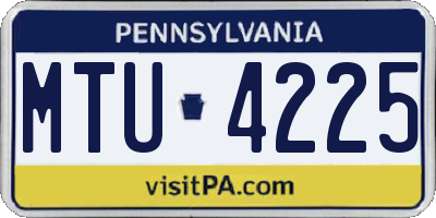 PA license plate MTU4225
