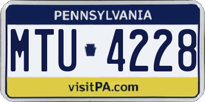PA license plate MTU4228