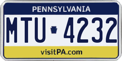 PA license plate MTU4232