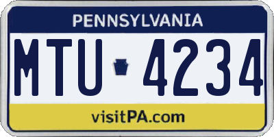 PA license plate MTU4234