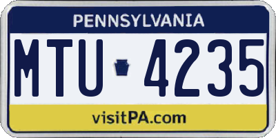 PA license plate MTU4235