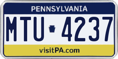 PA license plate MTU4237