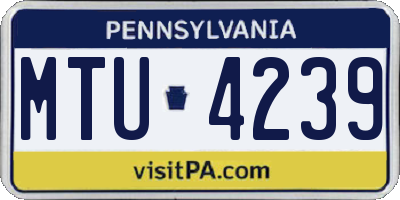 PA license plate MTU4239