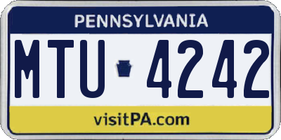 PA license plate MTU4242