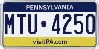 PA license plate MTU4250