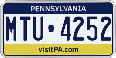 PA license plate MTU4252