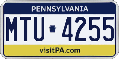 PA license plate MTU4255