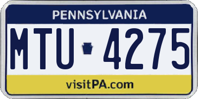 PA license plate MTU4275