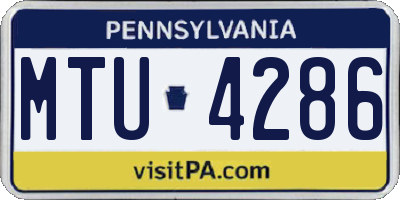 PA license plate MTU4286