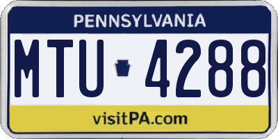 PA license plate MTU4288