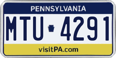PA license plate MTU4291
