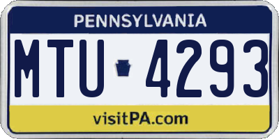 PA license plate MTU4293