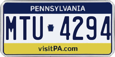 PA license plate MTU4294