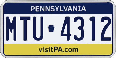 PA license plate MTU4312