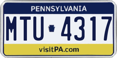 PA license plate MTU4317