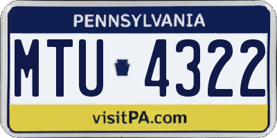 PA license plate MTU4322