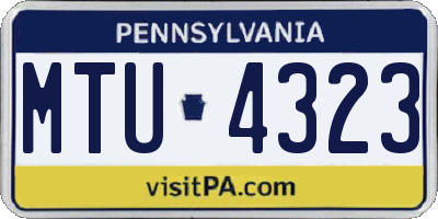 PA license plate MTU4323