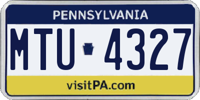 PA license plate MTU4327