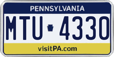 PA license plate MTU4330